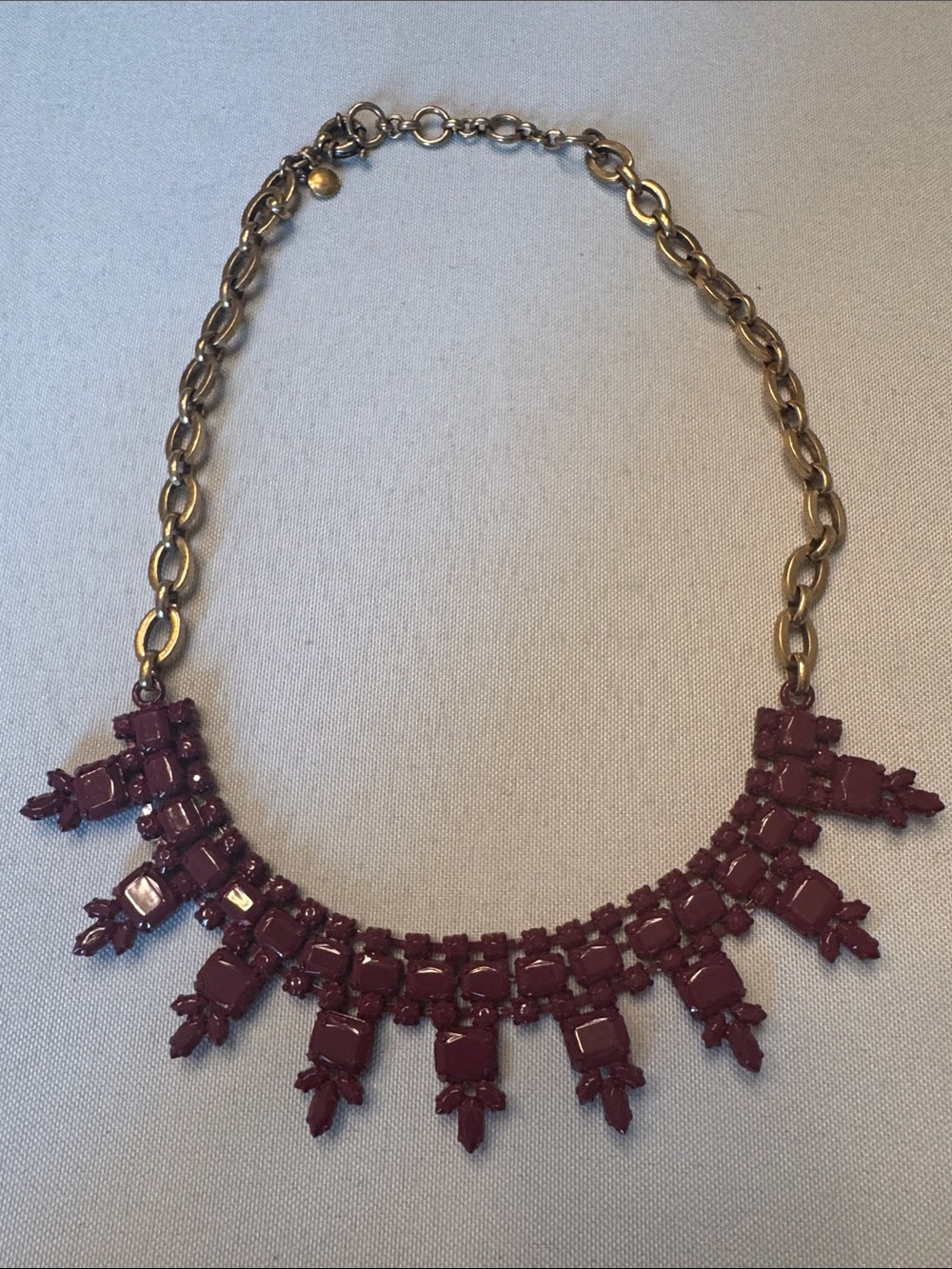 J. Crew Burgundy Gem Fringe Necklace